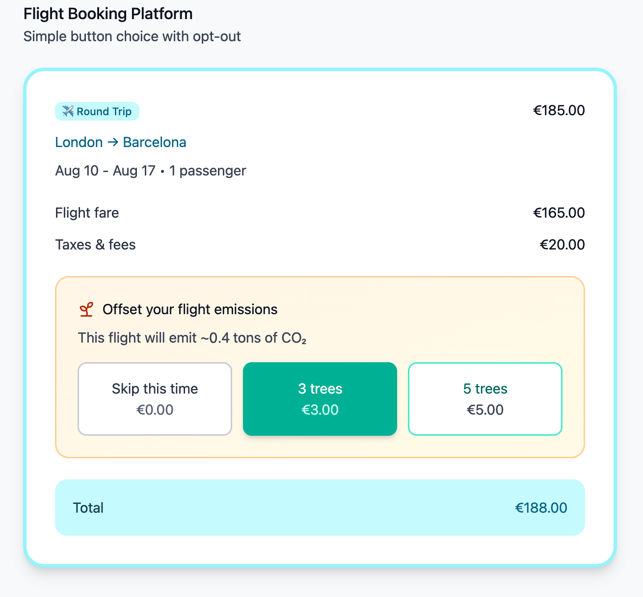Flight booking with carbon offset option